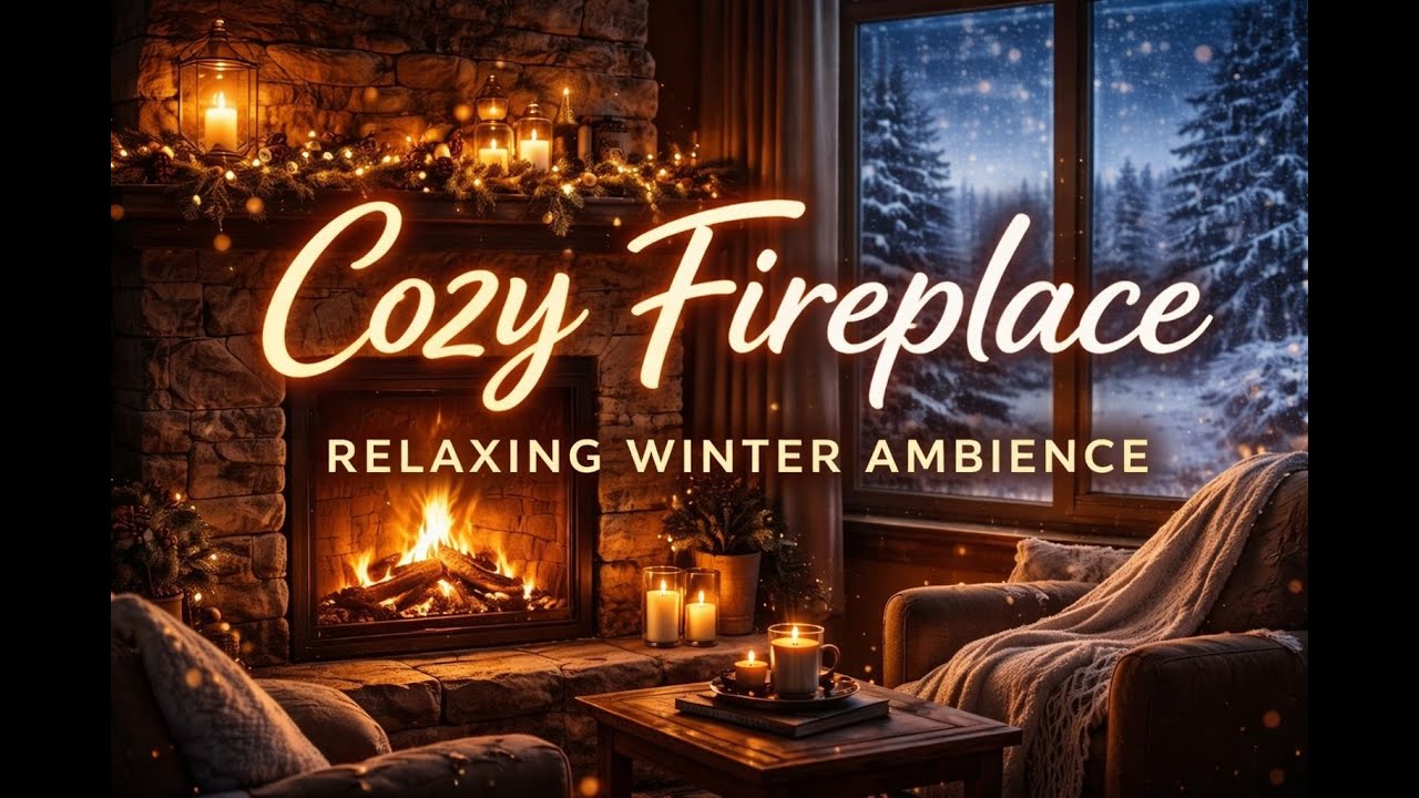 🔥 Cozy Fireplace Ambience – Calm Music & Crackling Fire for Relax & Focus (4K)