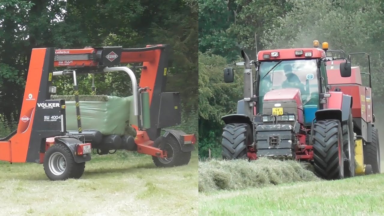 Pressing and wrapping bales