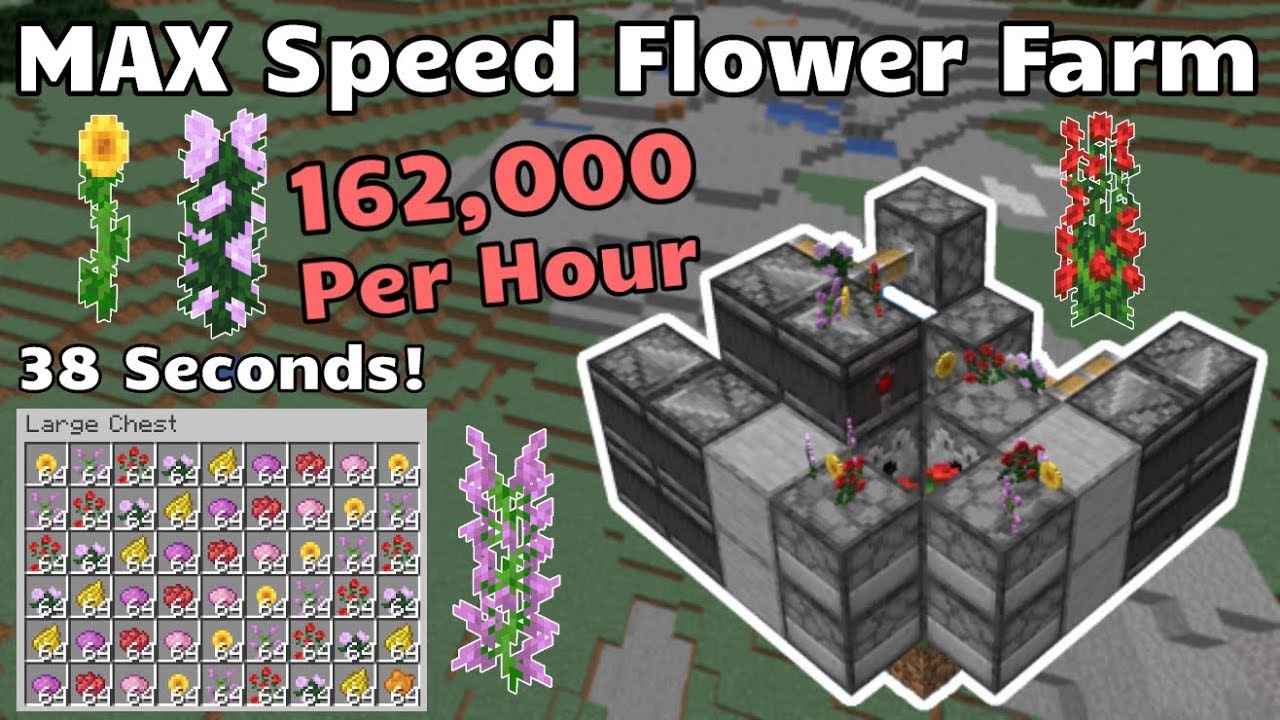 Max Speed Flower Farm (Two Tall) - 162,000 Per Hour! (Minecraft Java)