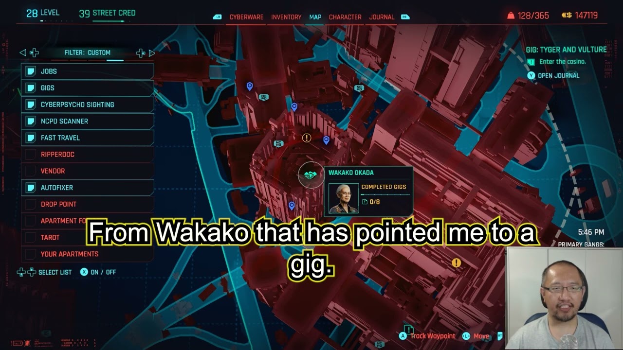 How to start completing gigs for Wakako Okada in Cyberpunk 2077