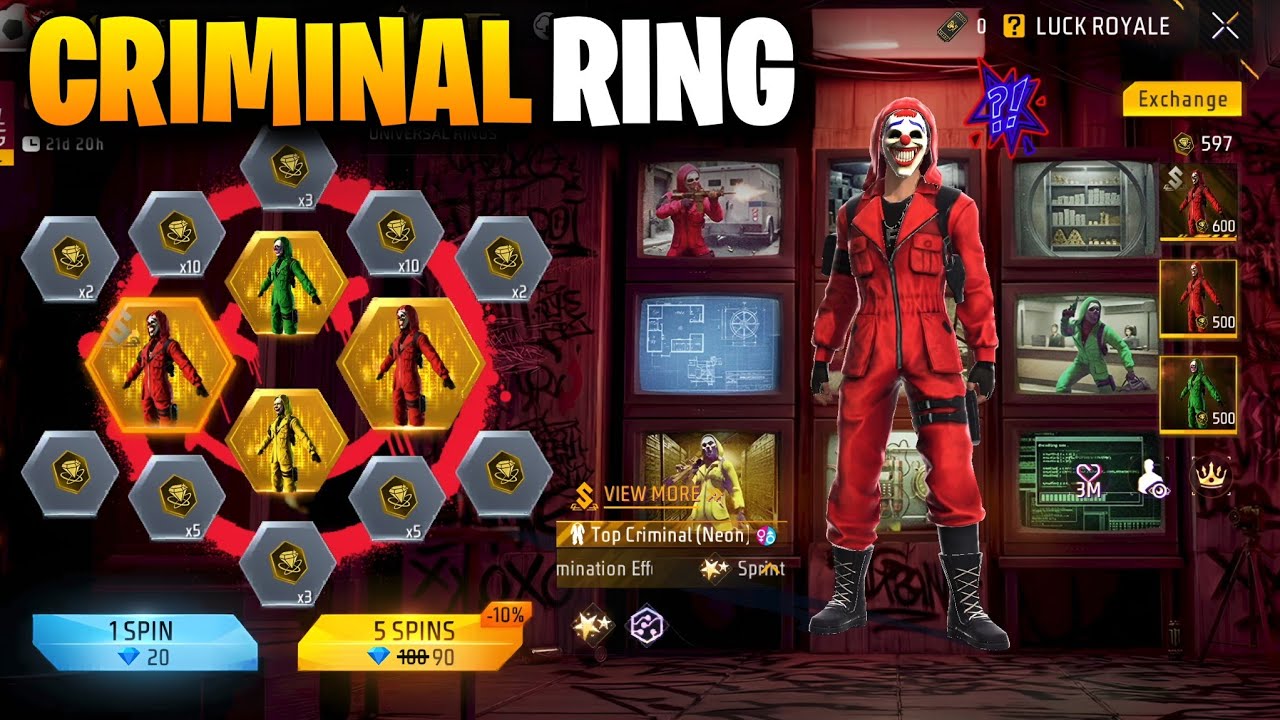 NEW Criminal Ring Event | Neon & Red Criminal Bundle Obtained | Free Fire