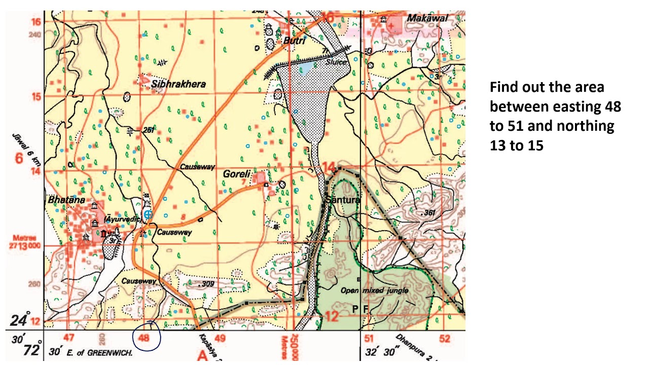 How to find area in a toposheet?
