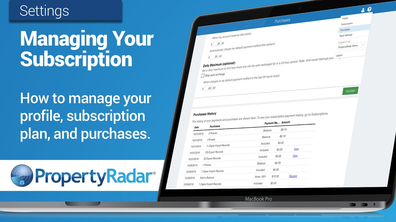 Managing your Subscription in PropertyRadar
