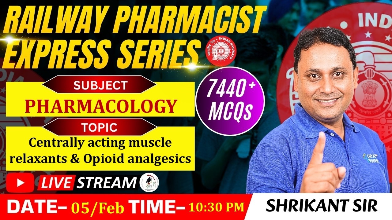 RAILWAY PHARMACIST EXPRESS SERIES 7440+MCQs|CLASS-79 Pharmacology: Centrally Acting Muscle Relaxants
