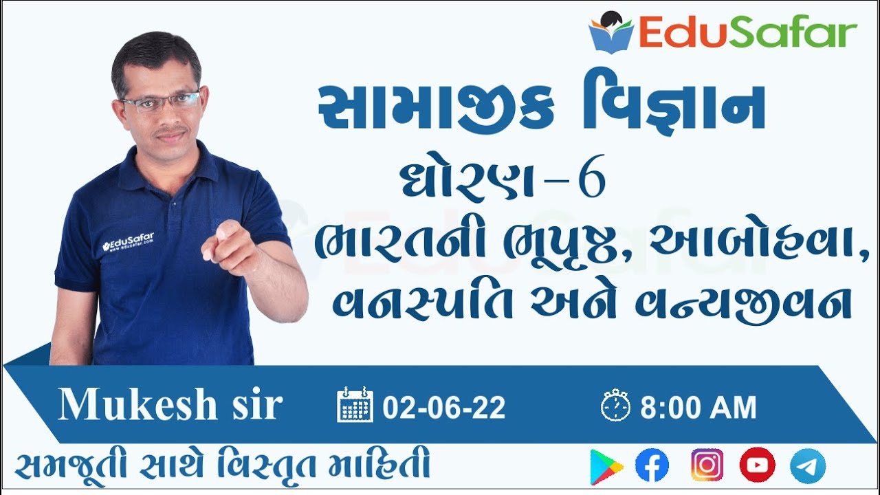 ભારતની ભૂપૃષ્ઠ, આબોહવા, વનસ્પતિ અને વન્યજીવન | સામાજીક વિજ્ઞાન | ધોરણ - 6 | Mukesh Dervaliya