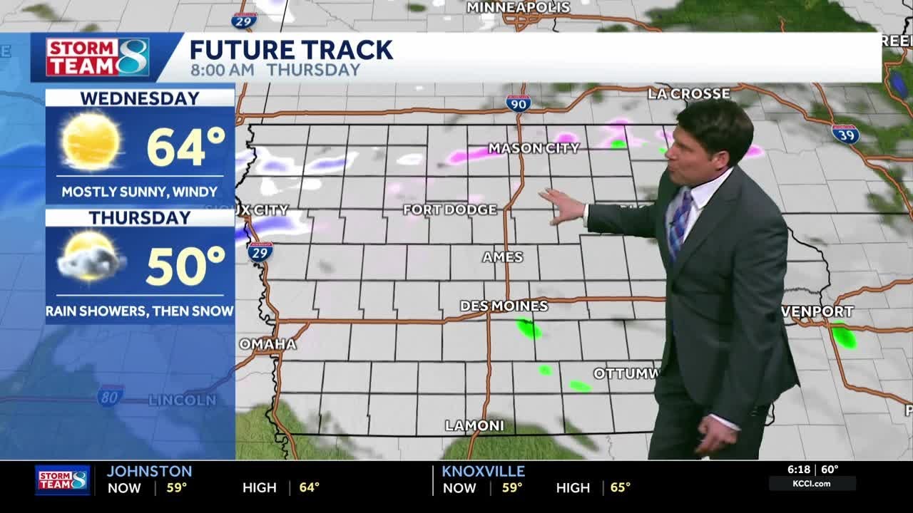 Iowa weather: Dry conditions Wednesday with elevated fire risk and snow by Thursday