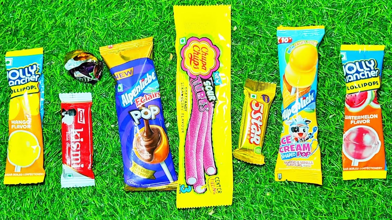 ASMR Most Popular Candys / some lots of colorful rainbow lollipop candy / unpacking chocolate eat