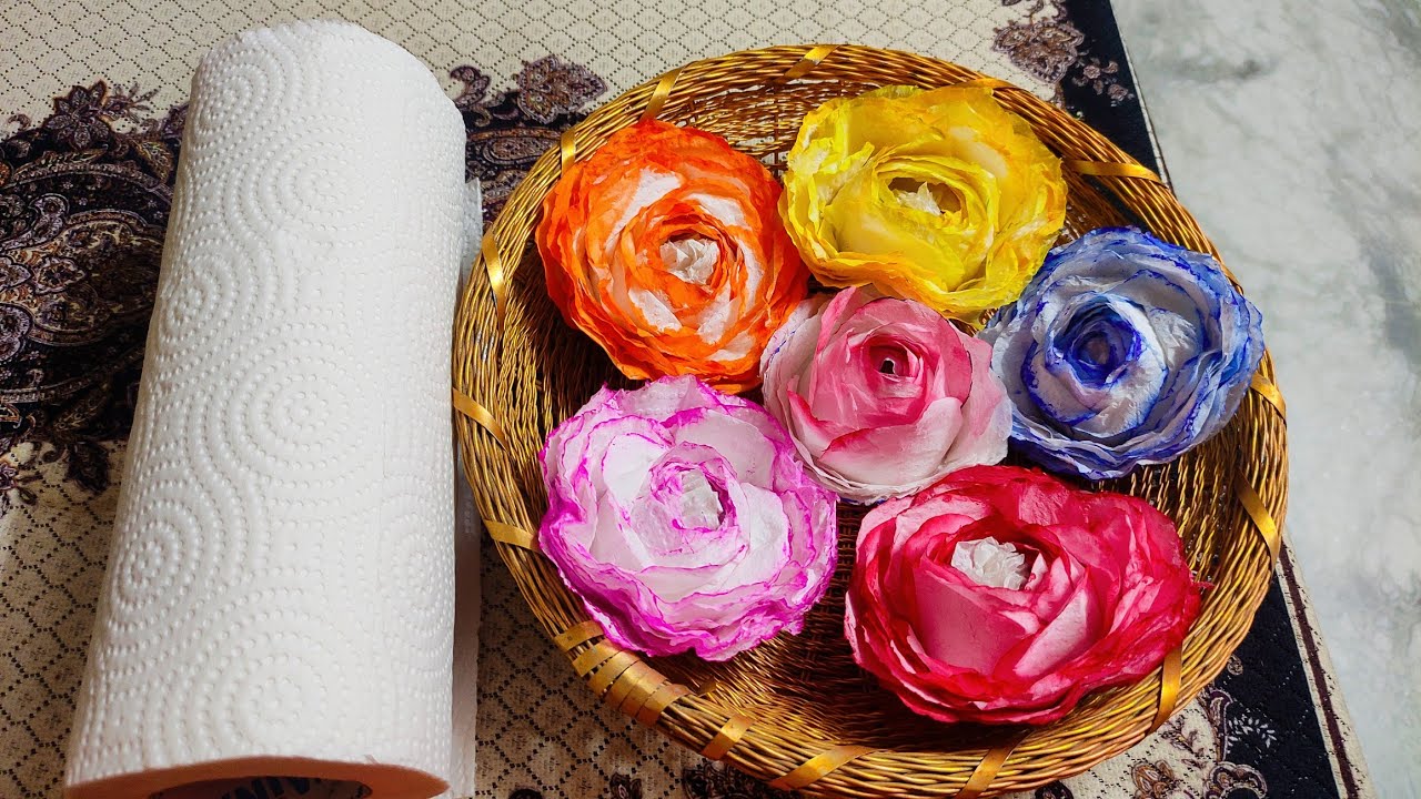 DiY Tissue Papers Flowers || Colourful Flower making || Tissue Papers craft