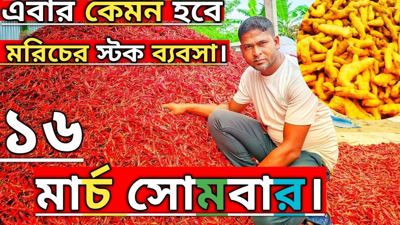 ১৬ মার্চ সোমবার।স্টক মরিচের ব্যবসা#পাইকারি_মরিচ#মরিচের_পাকারি_বাজার#মরিচ