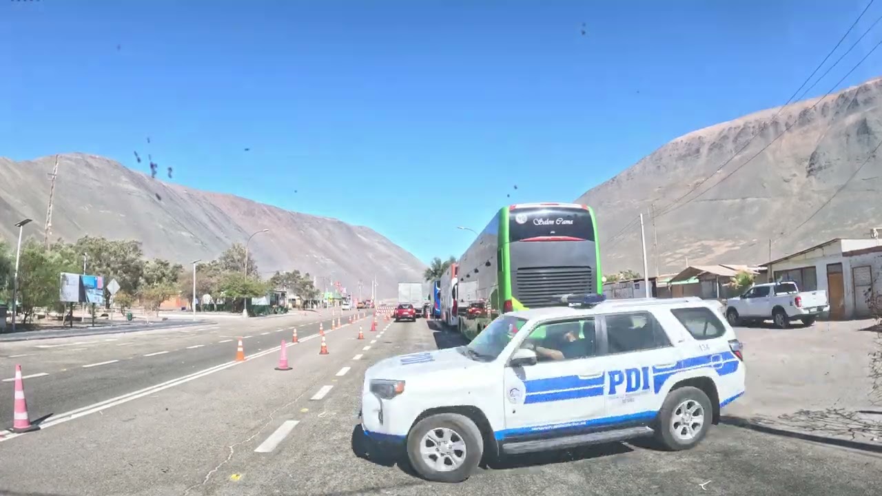 Timelapse- Drive Chile Highway 5 from Arica through Chinchorro Country