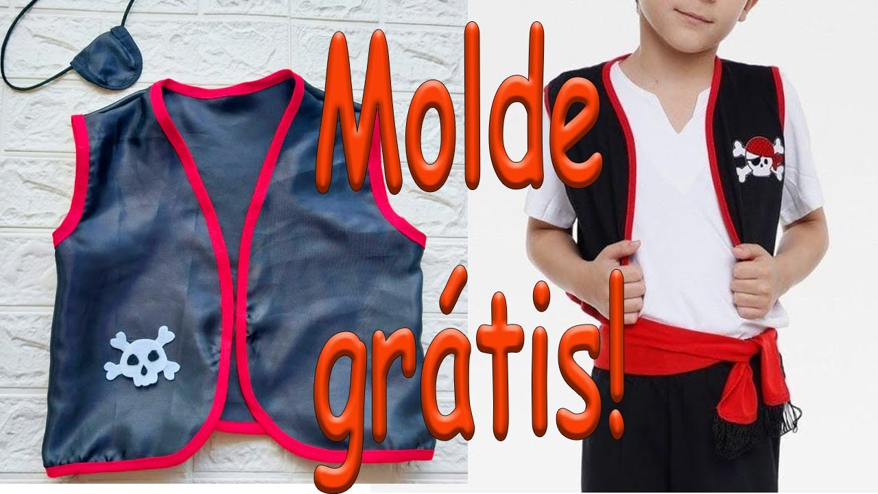 Como Fazer fantasia de pirata (fantasia de carnaval infantil f&aacute;cil) molde gr&aacute;tis.
