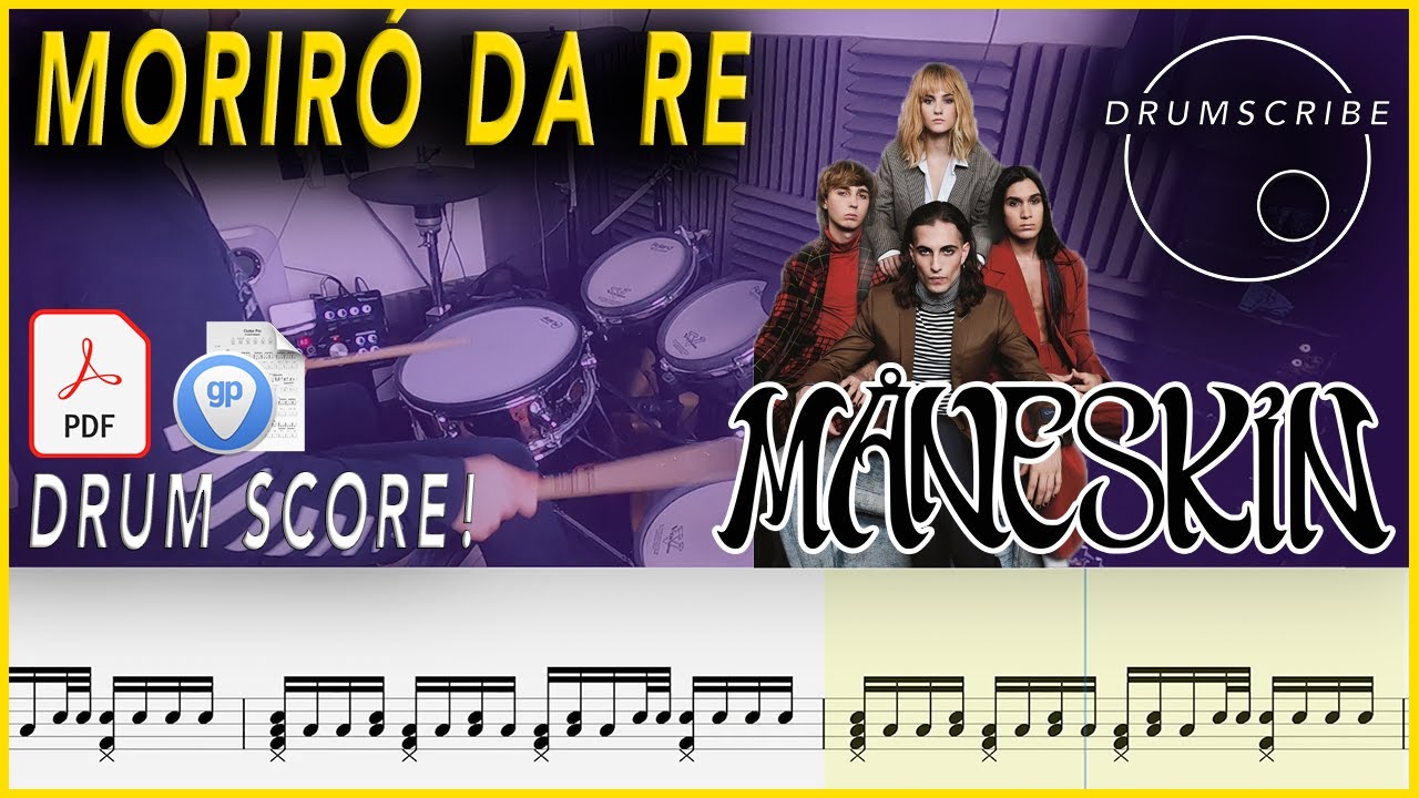 Morirò da Re - Måneskin | DRUM SCORE Sheet Music | #79 DRUMSCRIBE