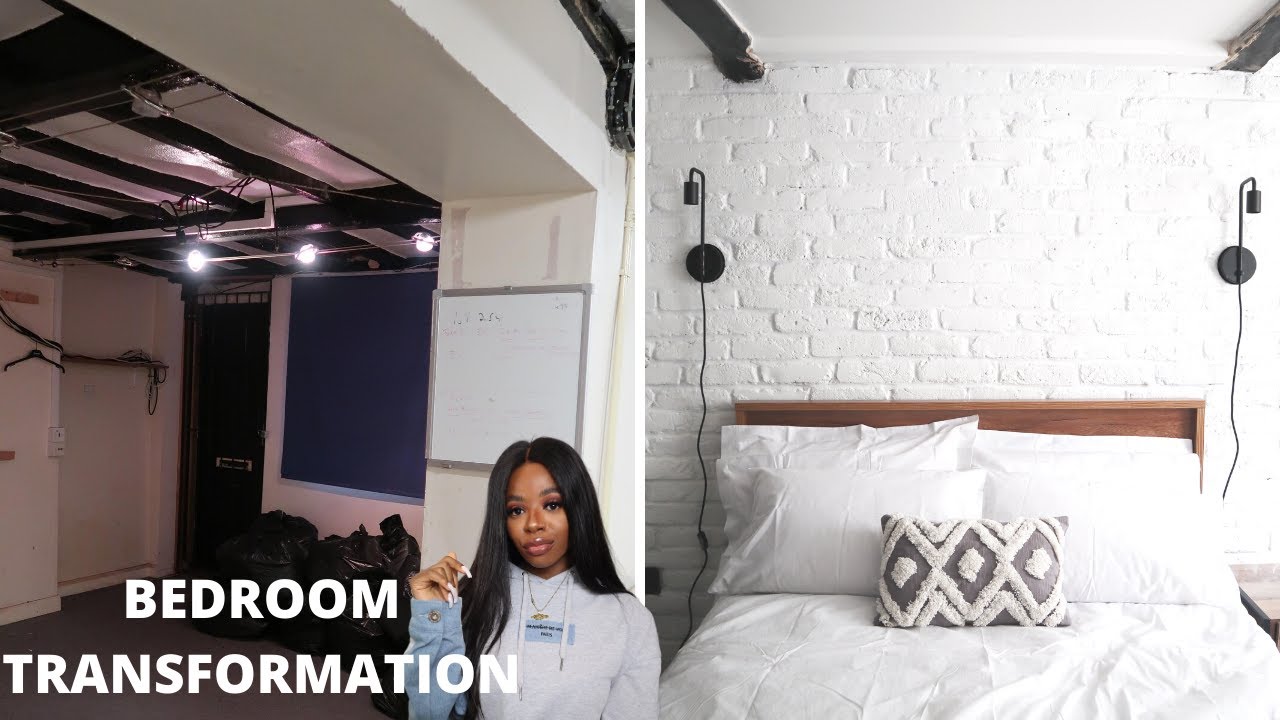 INDUSTRIAL BEDROOM RENOVATION UK BEFORE AND AFTER Ep 1 | ROOM TOUR 2020 | WHITE BRICK WALL