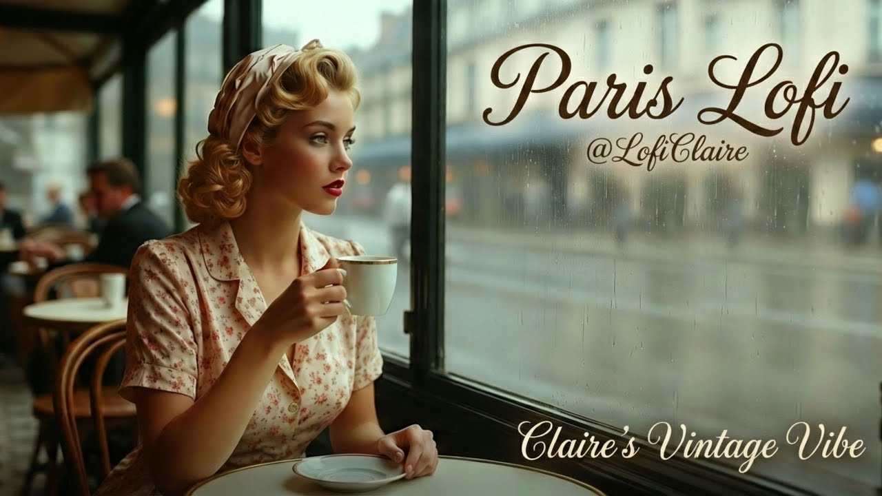 A Rainy Day at a Parisian Cafe with Claire ☕️ 1 Hour of Retro French Lofi Playlist