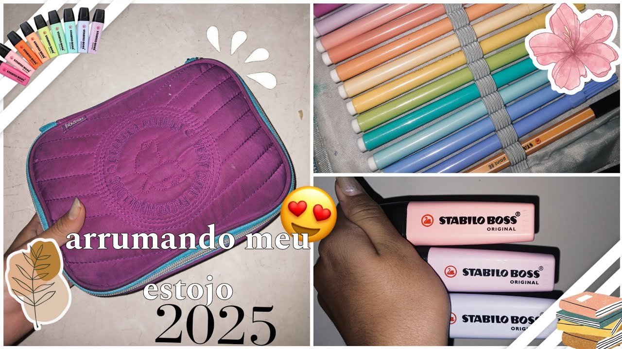 arrumando meu estojo para o 8° ano 2025|mundo da Bela
