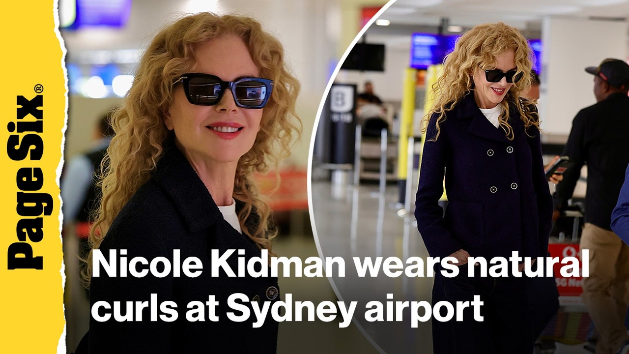Nicole Kidman pairs natural curls with a tailored Chanel look at the Sydney airport