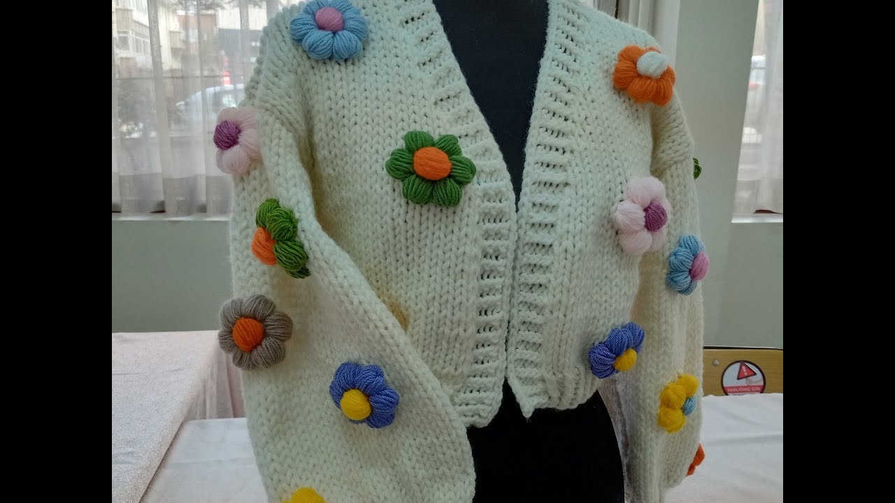 Moda Crop Hırka Yapımı Çiçekli / Baştan Sona Anlatımlı / Floral Crop Cardigan Made