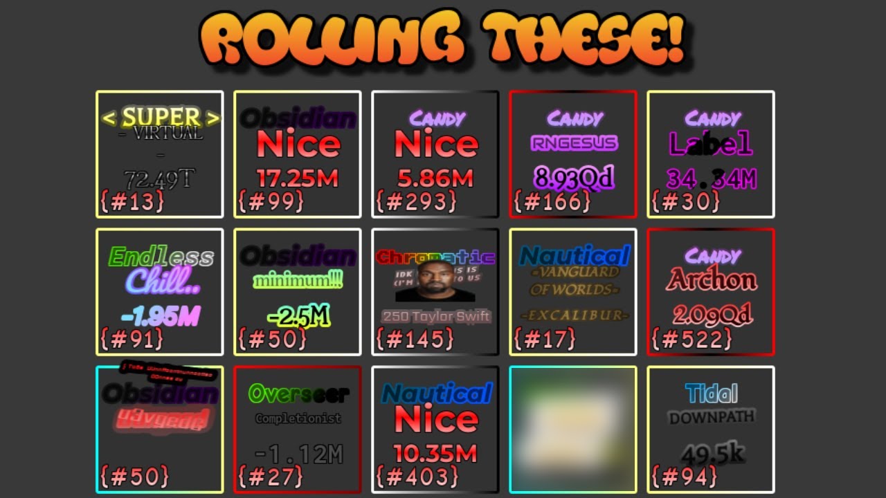 Some of my best rolls during January 19th 2026 in Fortune's End! (10 COTVs, 2 QDs, AND A 1/1)