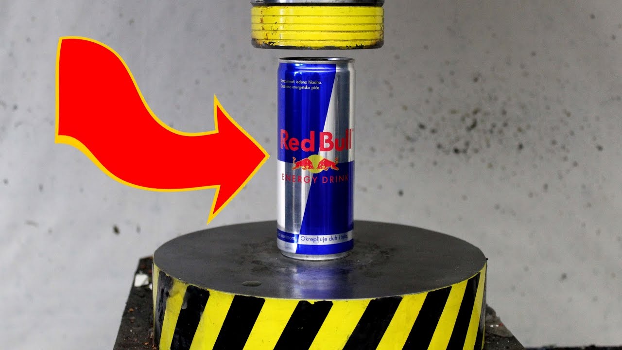 EXPERIMENT HYDRAULIC PRESS 100 TON vs RED BULL