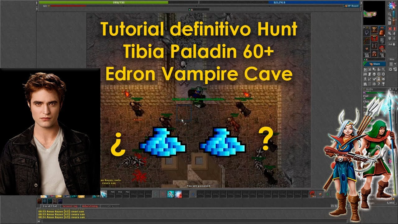 TUTORIAL Definitivo Tibia  Hunt Paladin (RP)  60+ -Edron Vampire Cave + Necro + Bonebeast