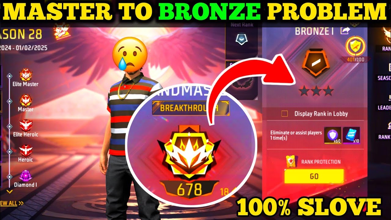 FREE FIRE RANK GRANDMASTER TO BRONZE PROBLEM 2025 |