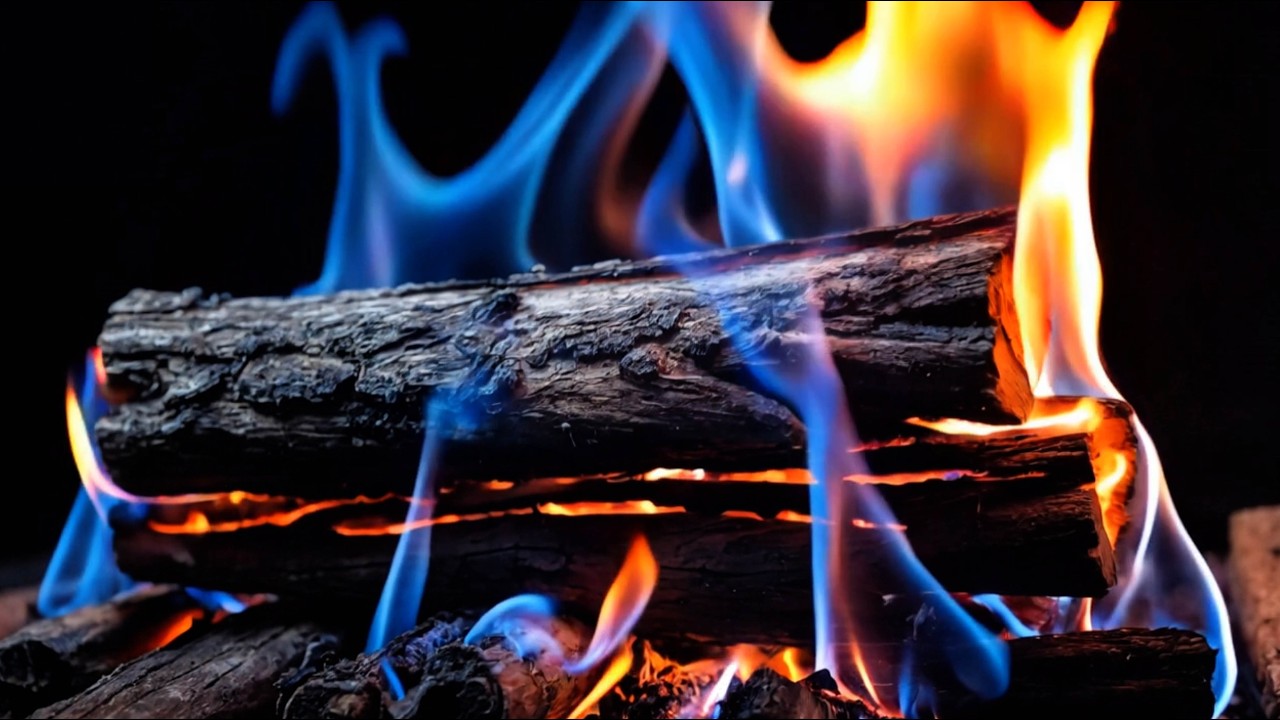 Cozy Fireplace Ambience 4K ❄️ Blue Flame Fire & Crackling Sounds for Sleep and Relaxation