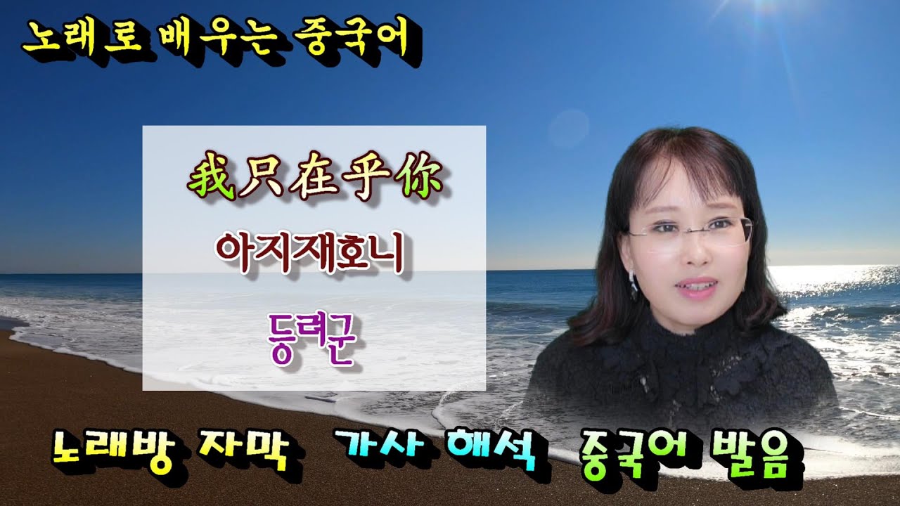 [노래로 배우는 중국어]我只在乎你  - 아지재호니 등려군 (노래방 자막 , 가사 해석 ,  중국어 발음 넣었어요 #중국노래 #중국노래추천곡  #한국분들이좋아하노래