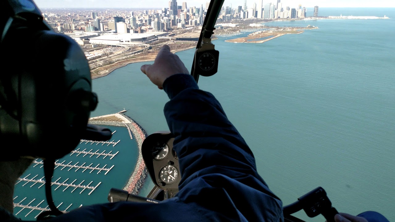 Helicopter flight near Chicago