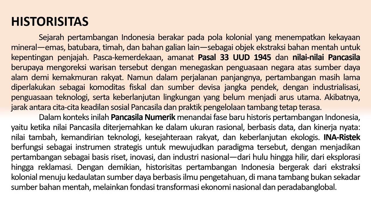 PANCASILA NUMERIK : INA Risstek-Bidang Pertambangan