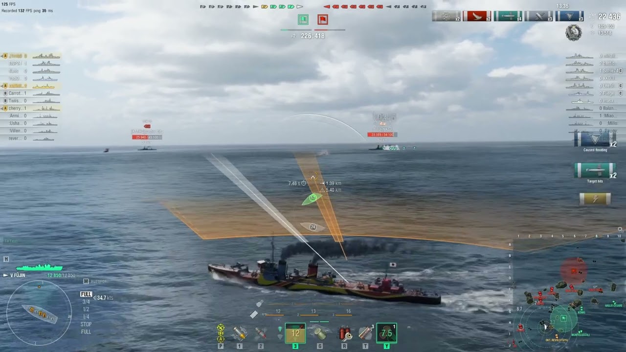 Fujin 7 Kills, 190k Dmg, Dev Strike, First Blood | World of Warships Replay