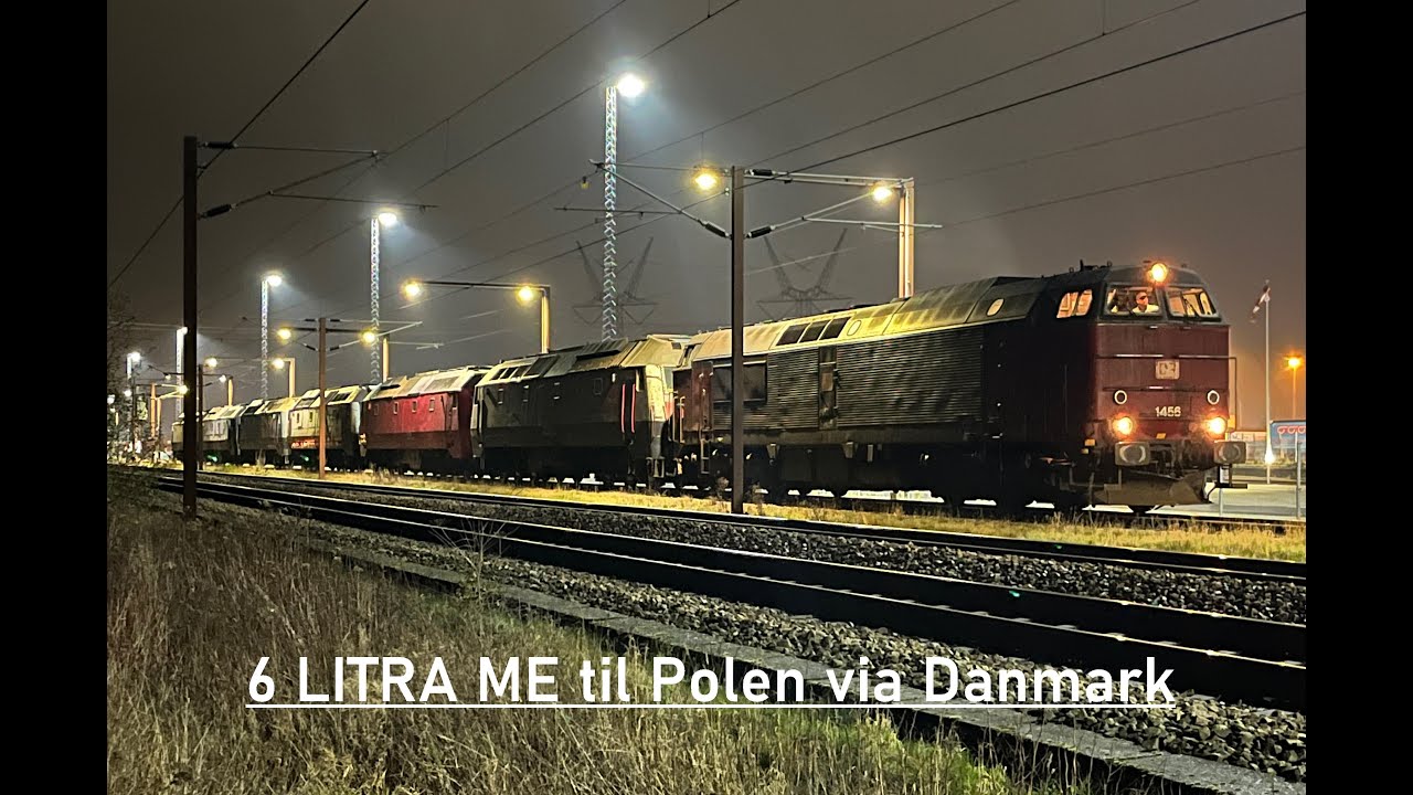 6 gamle DSB ME Lokomotiver transporteres igennem Danmark