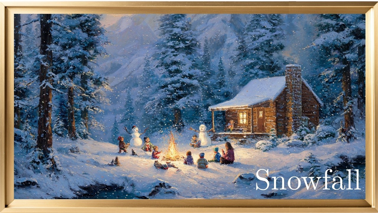 Snowfall Relaxing Painting ❄️ | Cozy Winter Ambience | TV Frame Loop Art