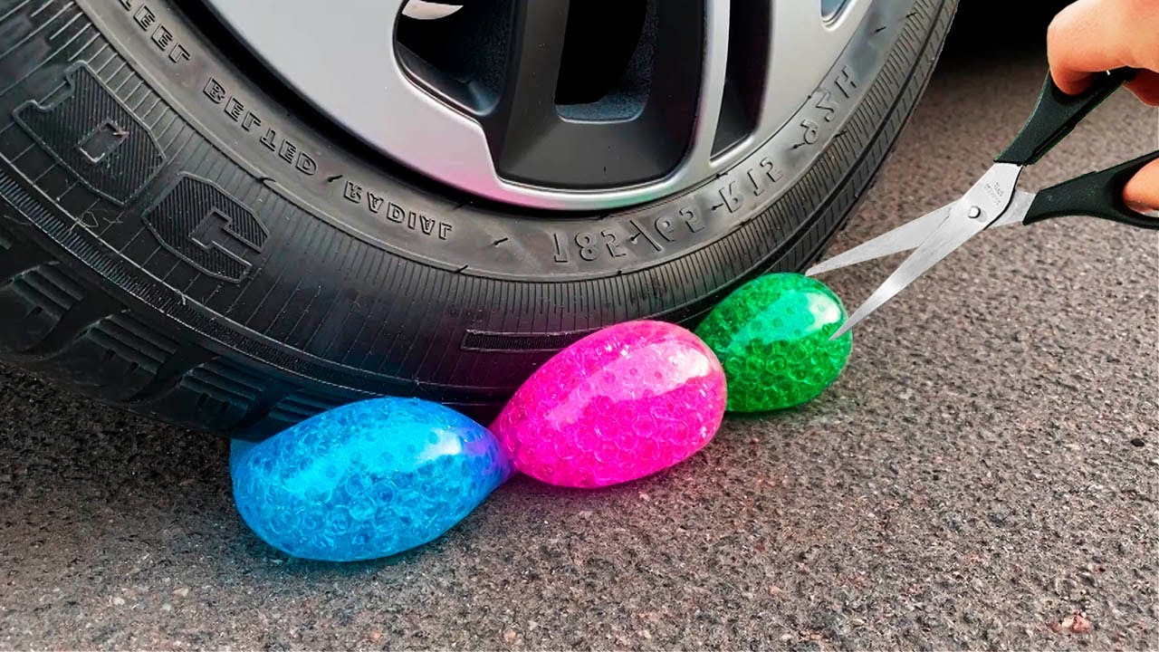 Crushing Crunchy & Soft Things by Car! Experiment: Car vs Stress Ball