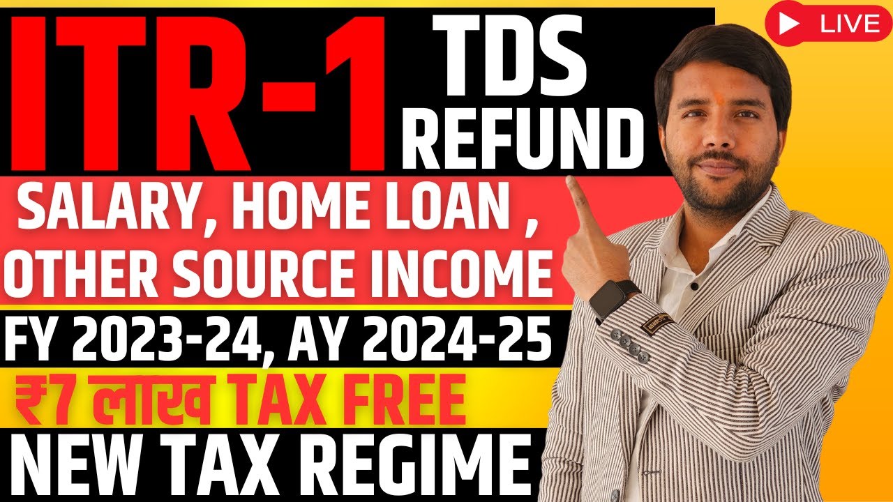 ITR-1 Filing Online AY24.25 FY23.24, New Tax Regime, 7 Lakh Tax Free || Free Step by Step Online ||