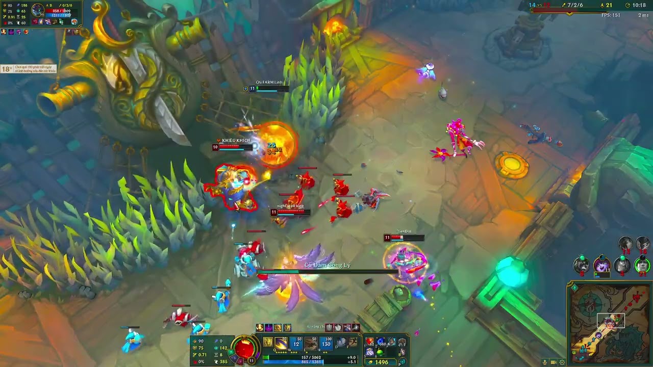 ARAM : Con GAlio tank mà ăn 10 mạng quá  kinh dị Ft Anh Bi , Kỷ, Phát, Nam