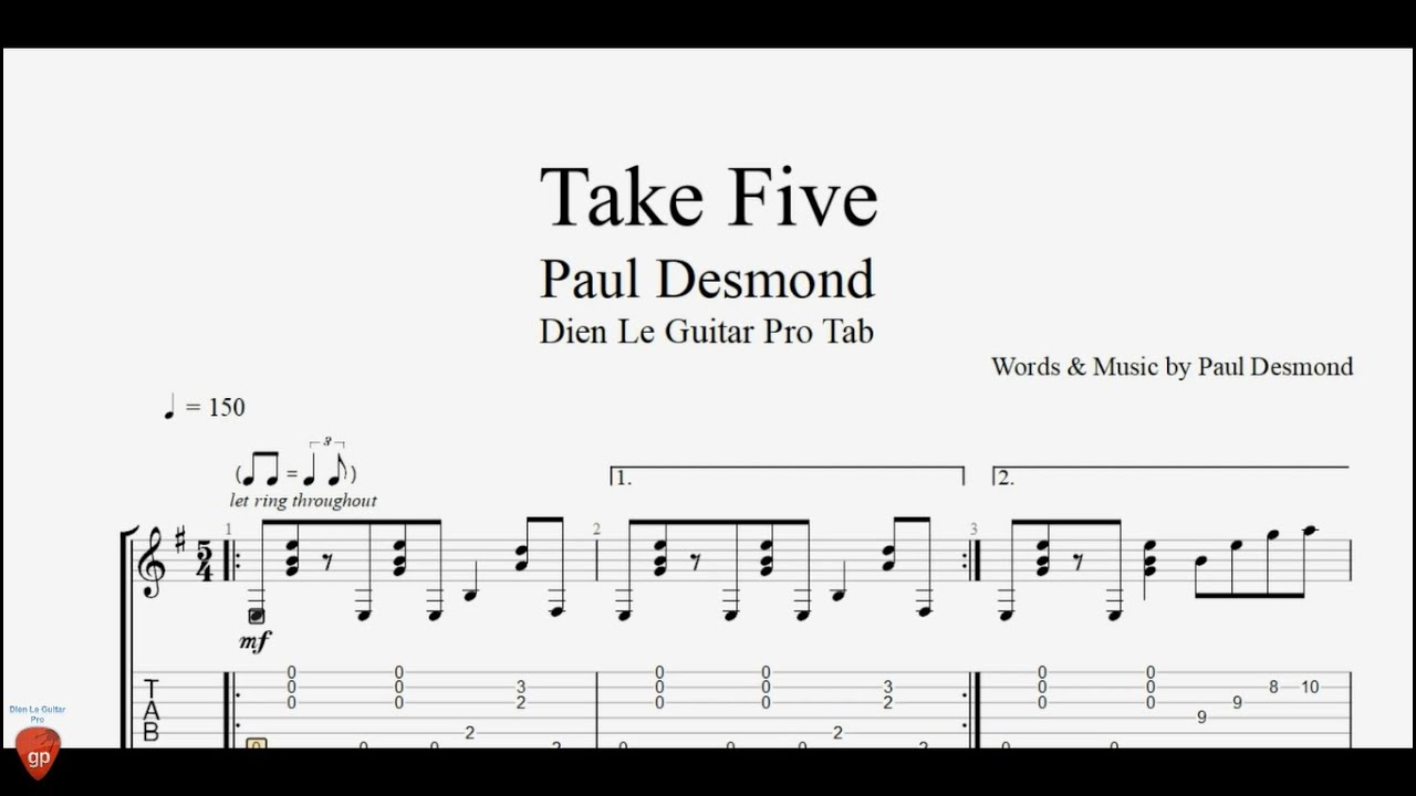 Take Five (ver.2)- Guitar Tutorial + TAB