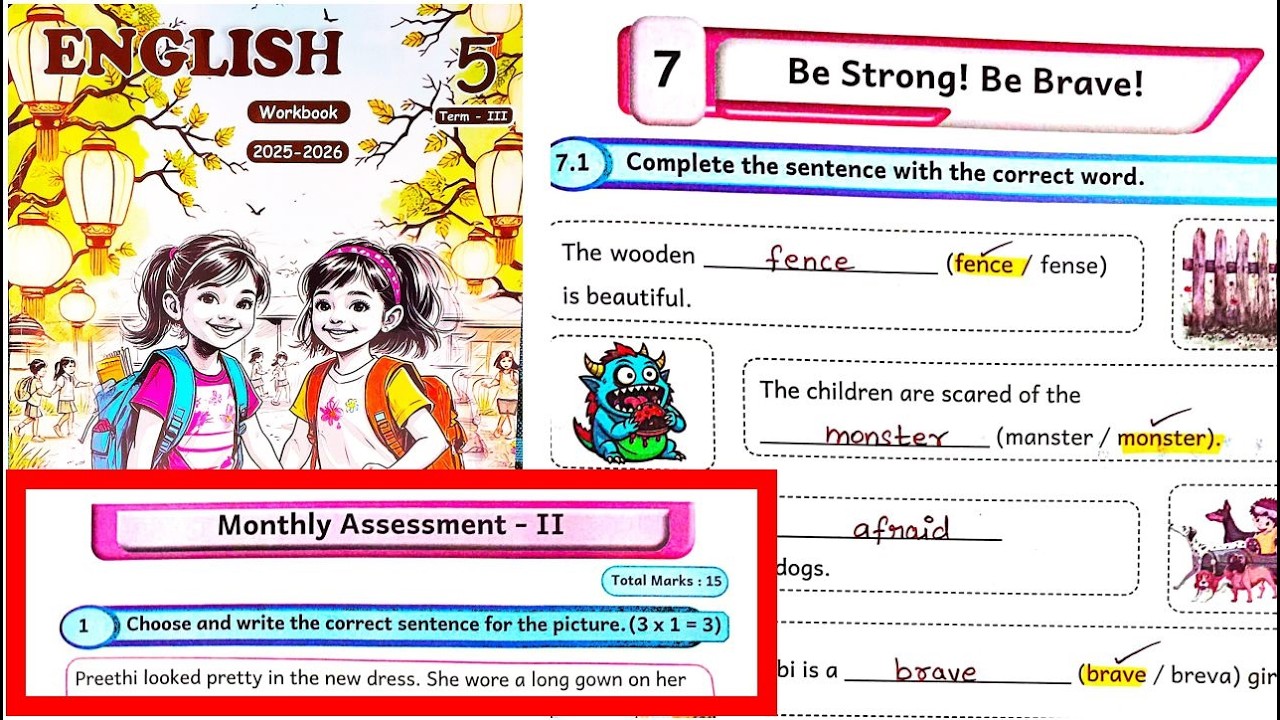 5th standard English workbook term 3 unit 7 Be Strong Be Brave lBe Strong term3 workbook2026 #5thstd