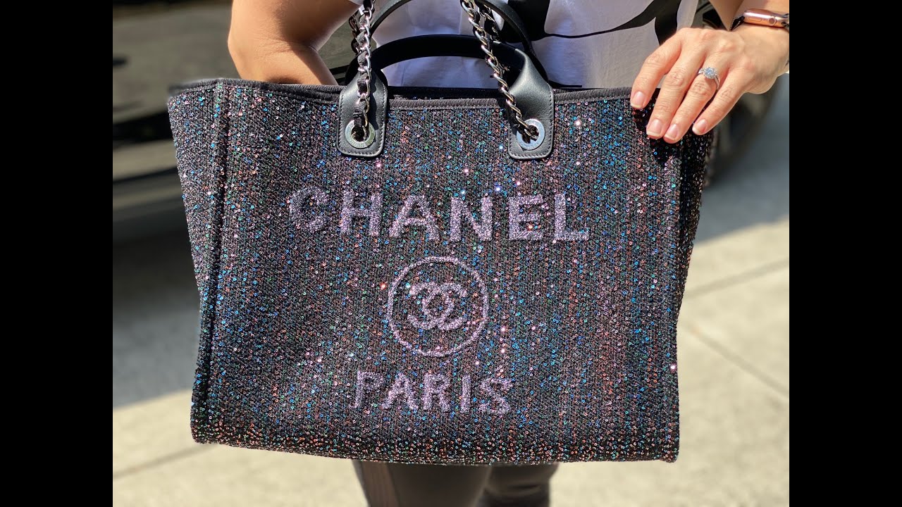 20A Chanel Deauville Shopping tote Sequin Black Unboxing