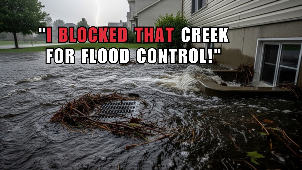 “HOA President Blocked My Creek With Sandbags — 48 Hours Later the Flood Destroyed Her Own Basement”