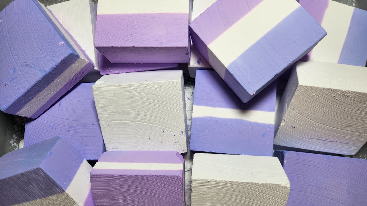 Satisfying Soft Crunchy Purple Fresh Blocks - Dyed Gym Chalk ASMR 