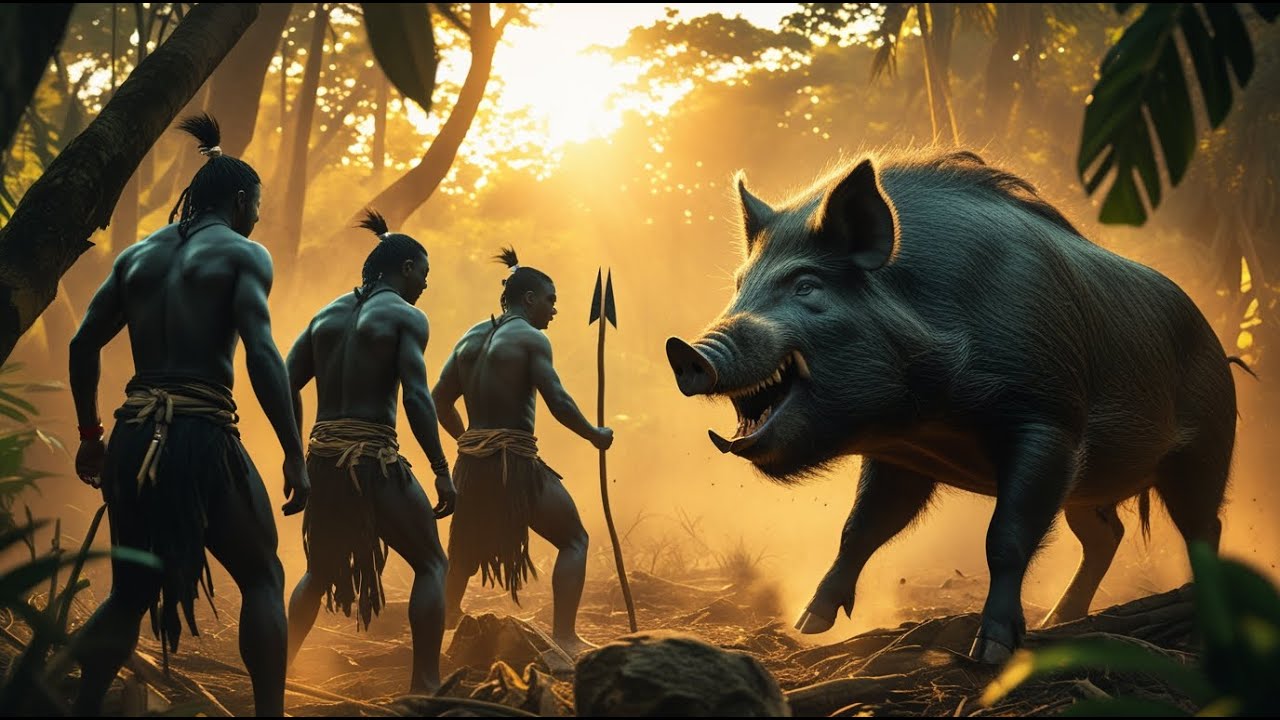 Primitive Men VS GIANT Wild Boar! 🐗🔥 | Ancient Survival Battle