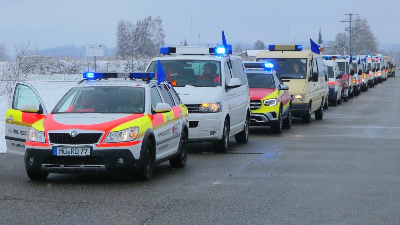 [Kolonnenübung] 23 Fahrzeuge BRK KV Mühldorf & Berchtesgadener Land + MHD Mühldorf & Traunstein