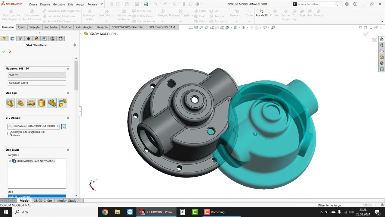 SOLİDWORKS CAM DERSLERİ - STL STOK TANIMLAMA ve YARLARI