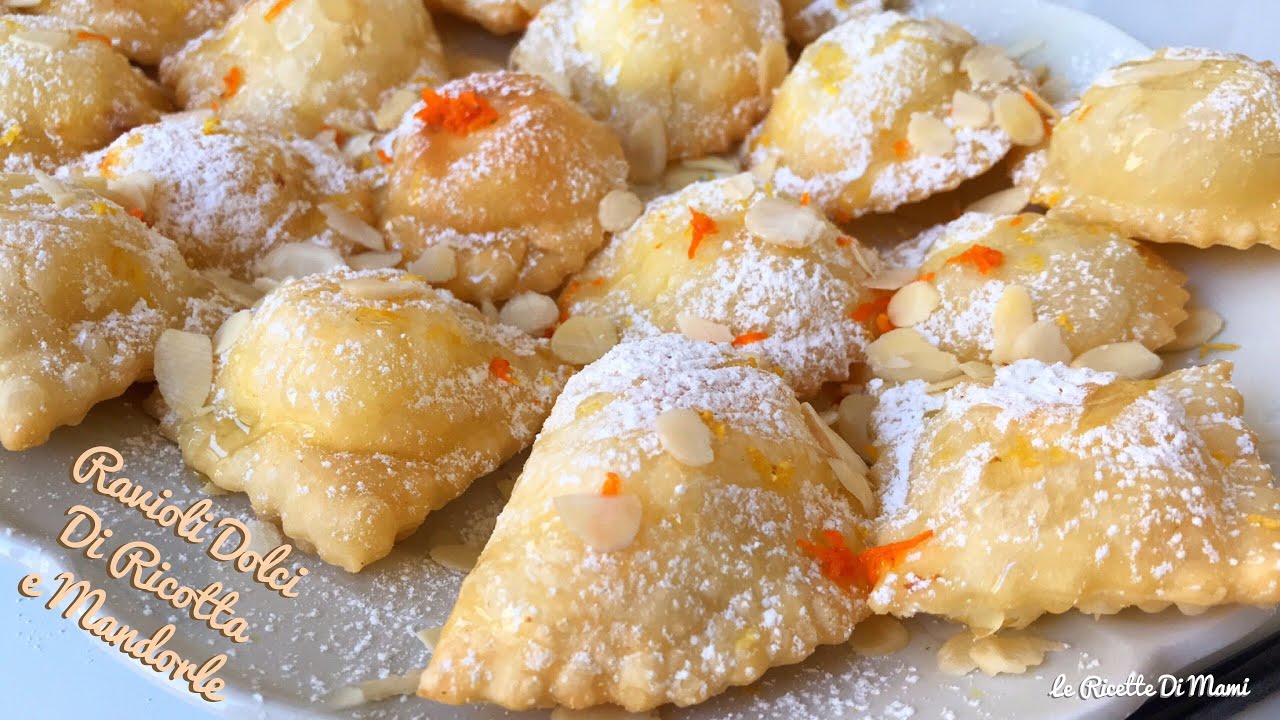RAVIOLI DOLCI DI RICOTTA E MANDORLE - CULURGIONES de ARRESCOTTU E MENDULA - RICETTA SARDA -CARNEVALE