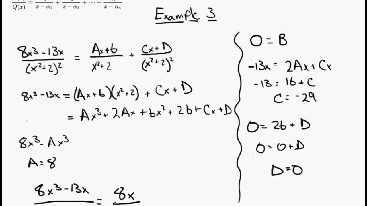 Partial fraction decomposition: Example 3