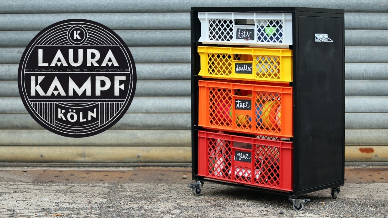 Tool Cart with recycled plastic crates (Workshop Organization)