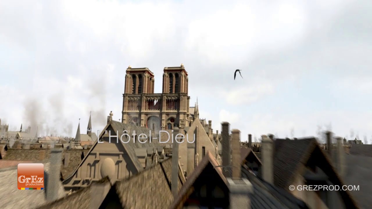 Paris au Moyen Age en 3D à vol d'oiseau - Suivez les hirondelles