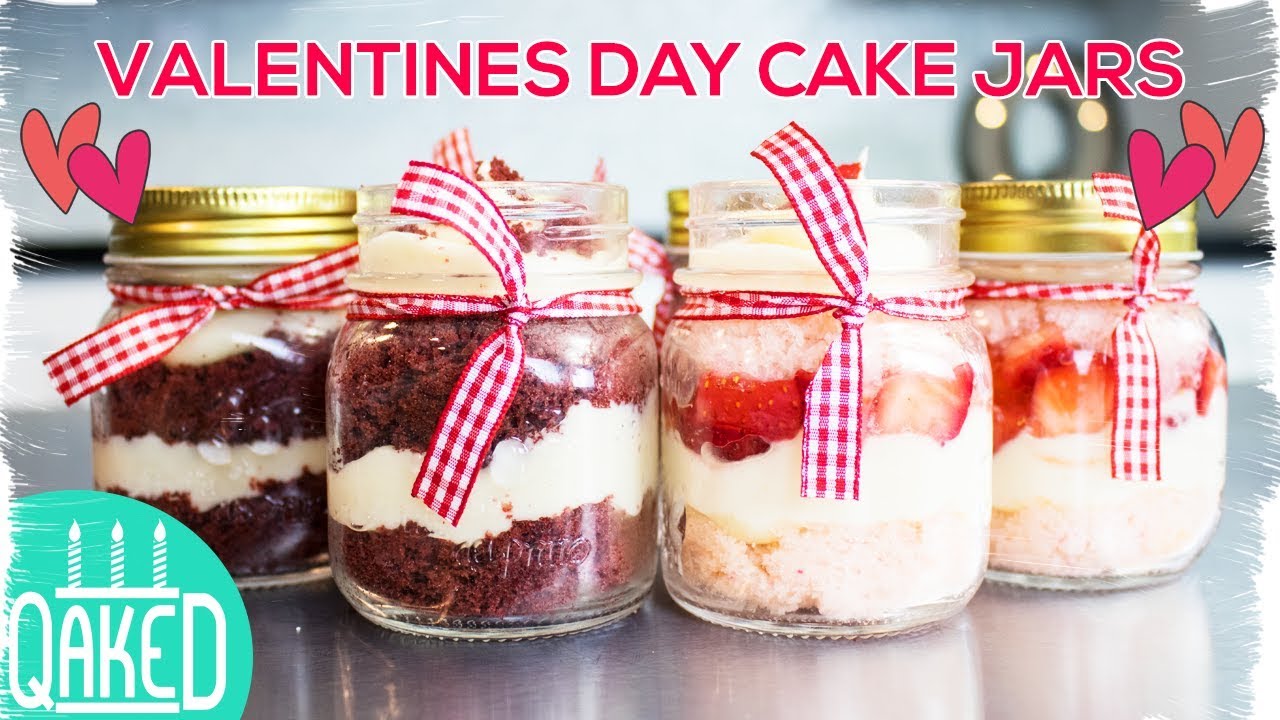 Valentine's Day Cake Jars: Red Velvet and Strawberry Shortcake! | DIY Valentine's Day Gifts