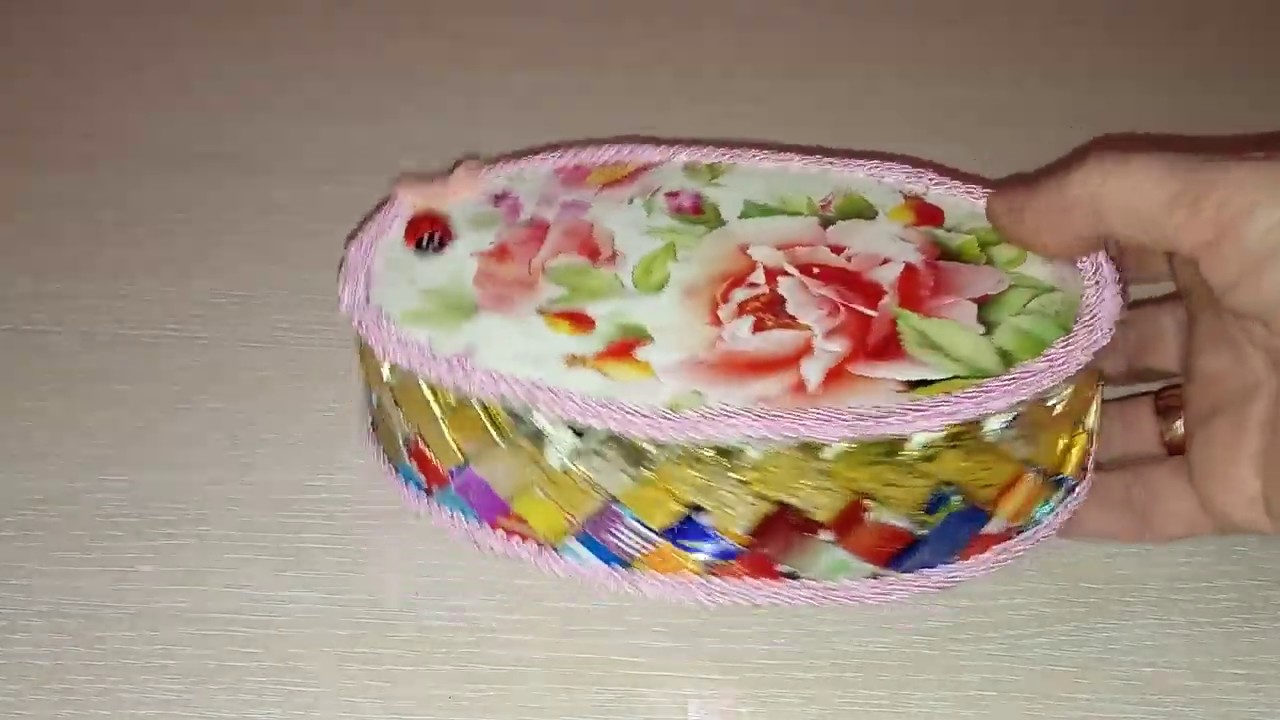 Поделки из фантиков//Шкатулка из фантиков от конфет