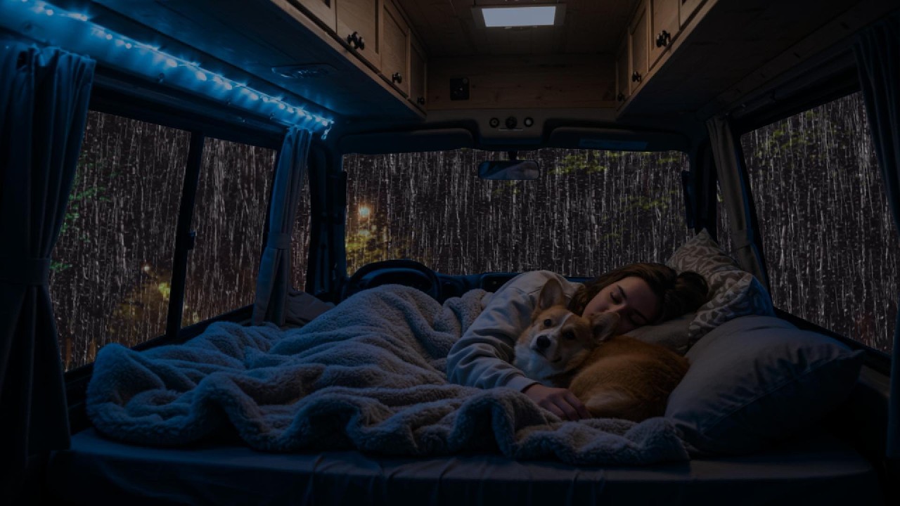 Relaxing Rain & Thunder on Cozy Car ⛈️ Deep Sleep Sounds for Anxiety Relief & Calm Night Ambience